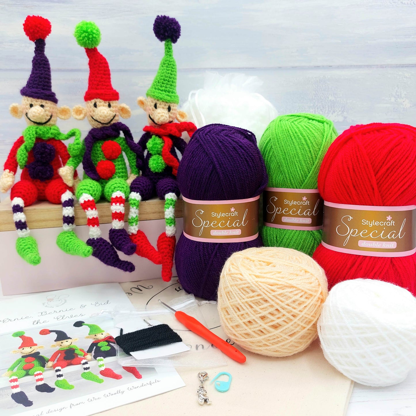 Christmas Elves Crochet Kit - Ernie, Bernie & Sid