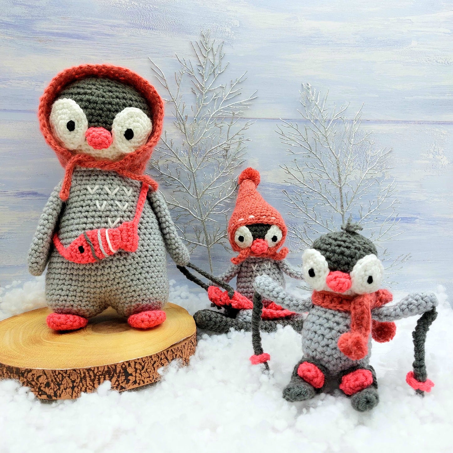 Crochet Penguin and 2 x chicks