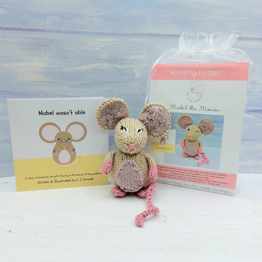 Mabel the Mouse - toy, book and knitting pattern