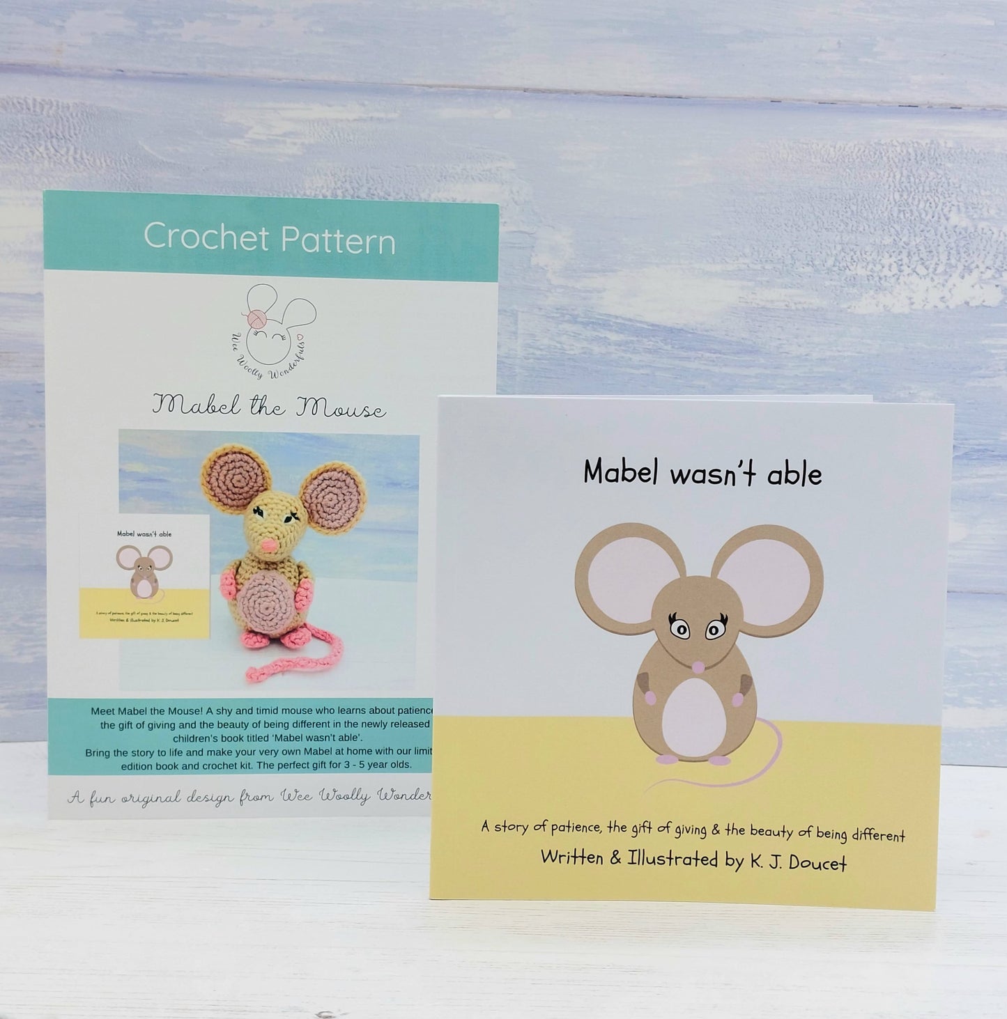 Mabel the Mouse Book and Crochet Kit Bundles