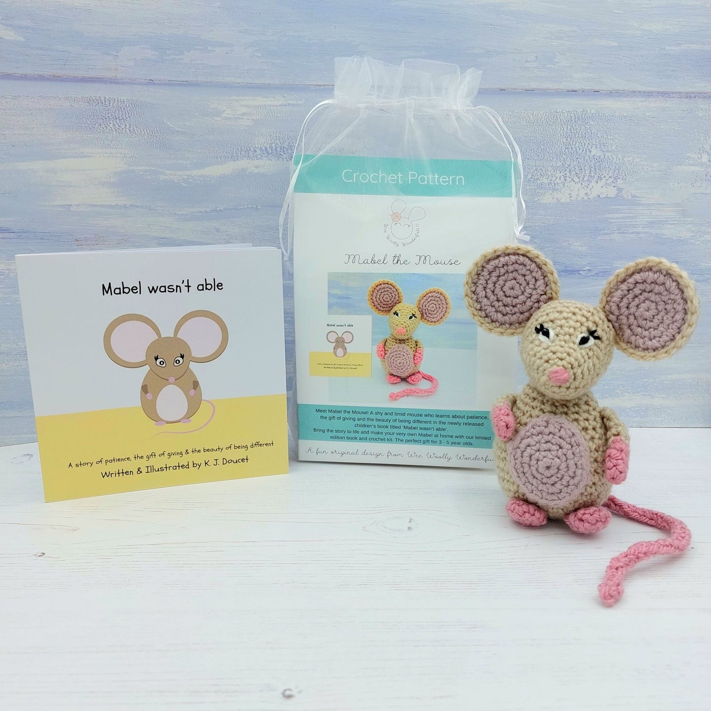 Mabel the Mouse Book and Crochet Kit Bundles