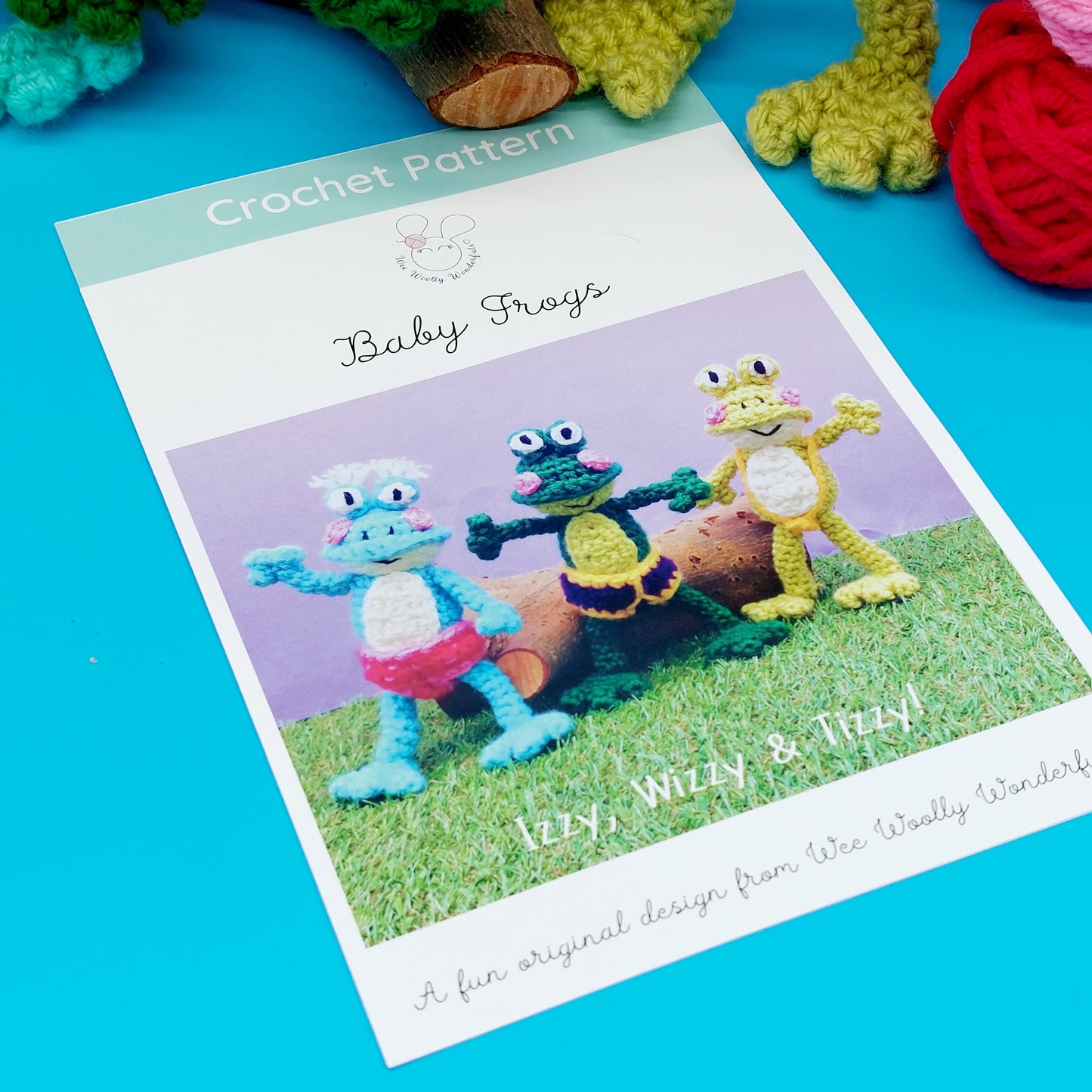 Fizzy the Frog, and Baby Frogs in pants Crochet Kits