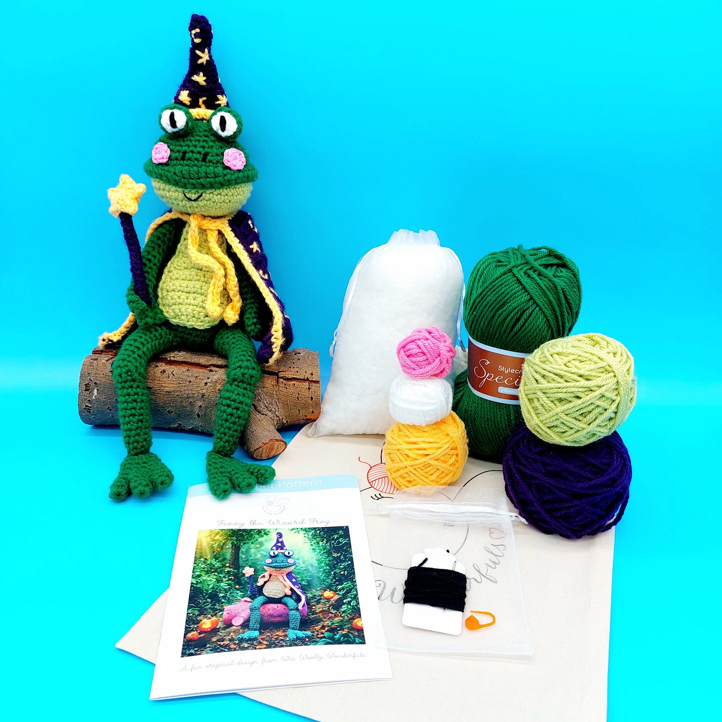 Fizzy the Frog, and Baby Frogs in pants Crochet Kits