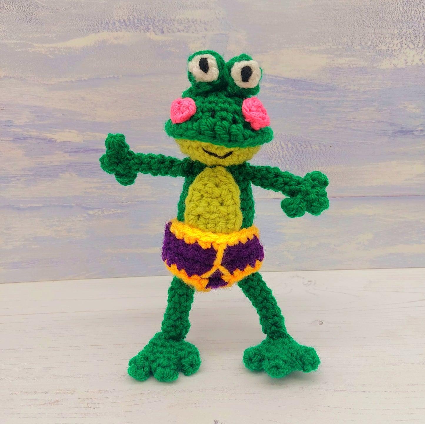 Fizzy the Frog, and Baby Frogs in pants Crochet Kits