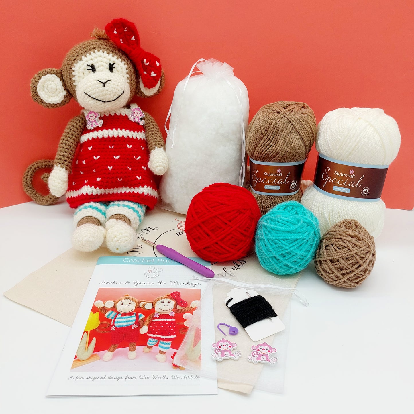 Archie & Gracie the Monkeys Crochet Kits