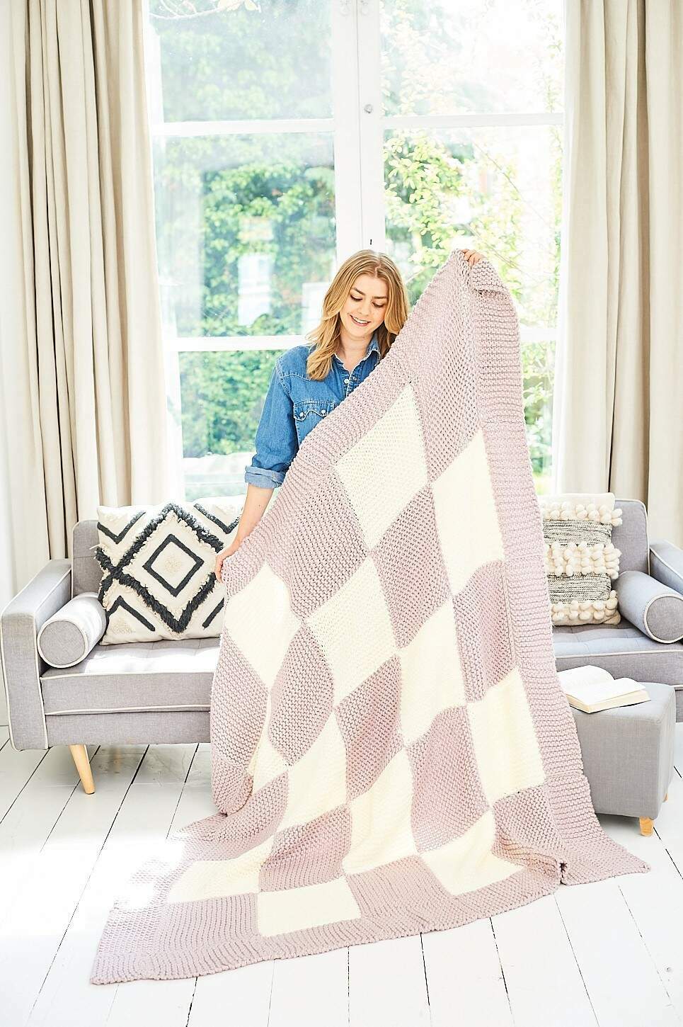 Luxury Squares Blanket Knitting PATTERN