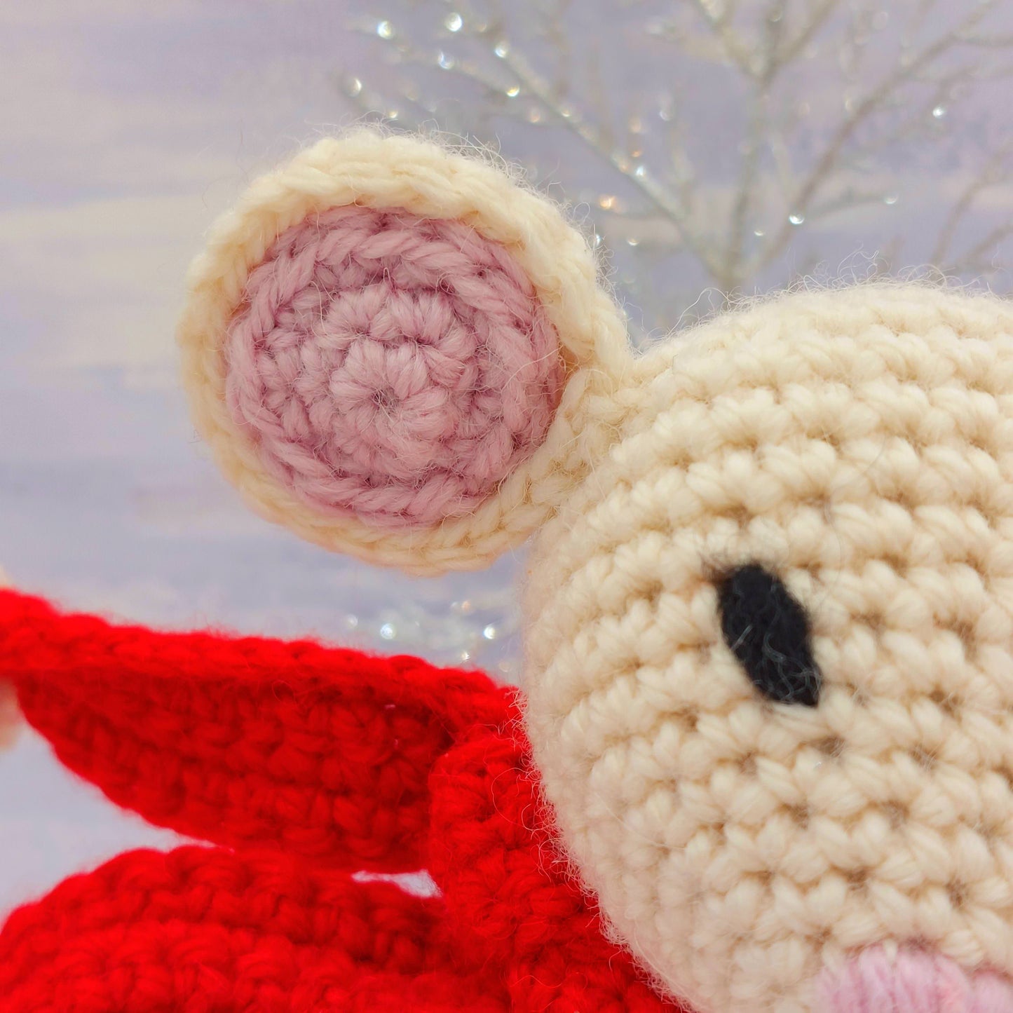 Close up of crochet ear