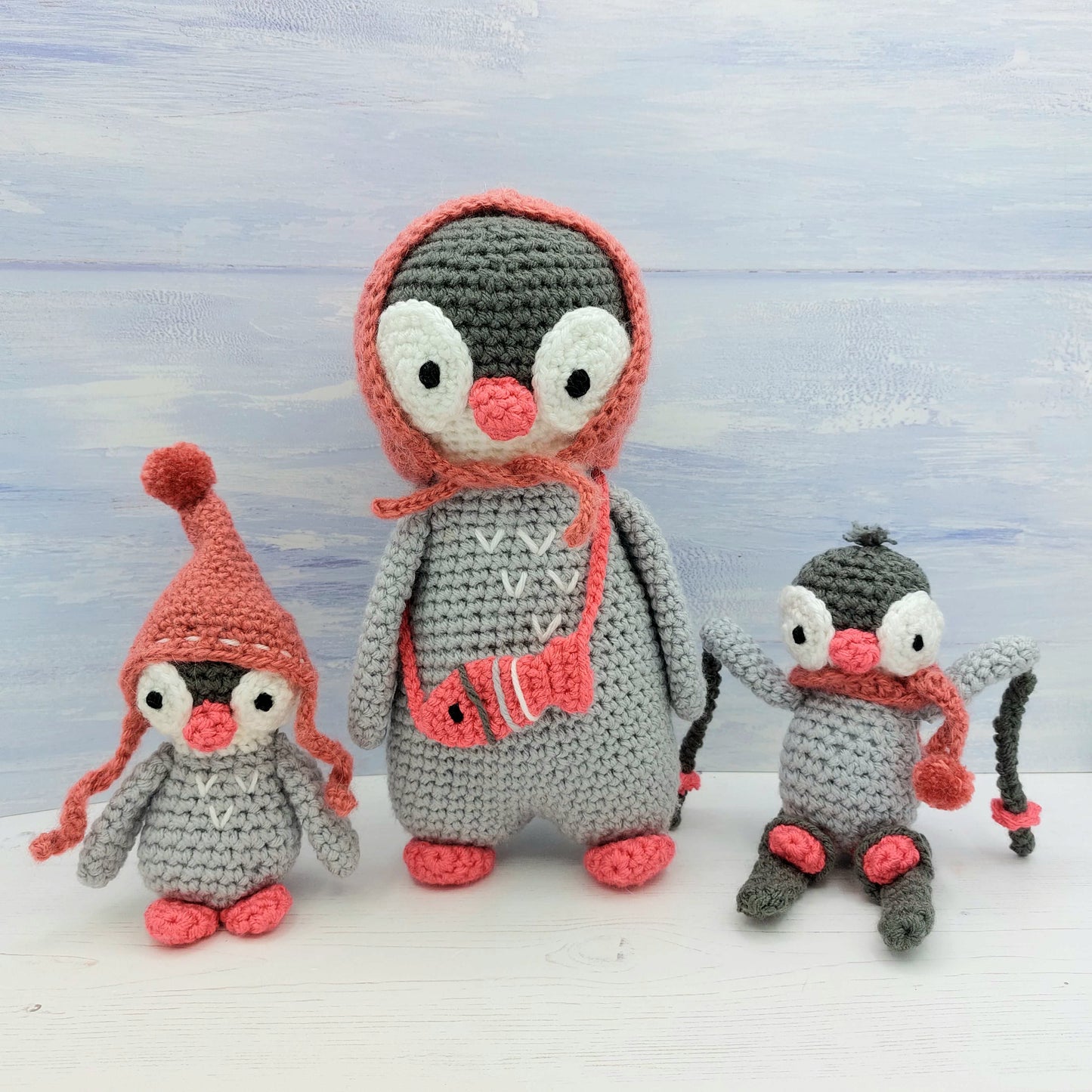 Penelope the Penguin & her chicks Pippin and Posy PDF pattern