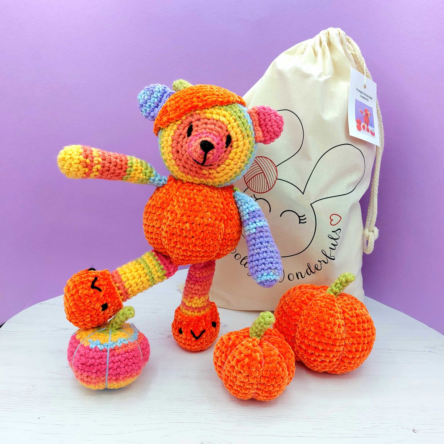 Crochet Kit - Pumpkin Pie the Bear and his Pumpkins