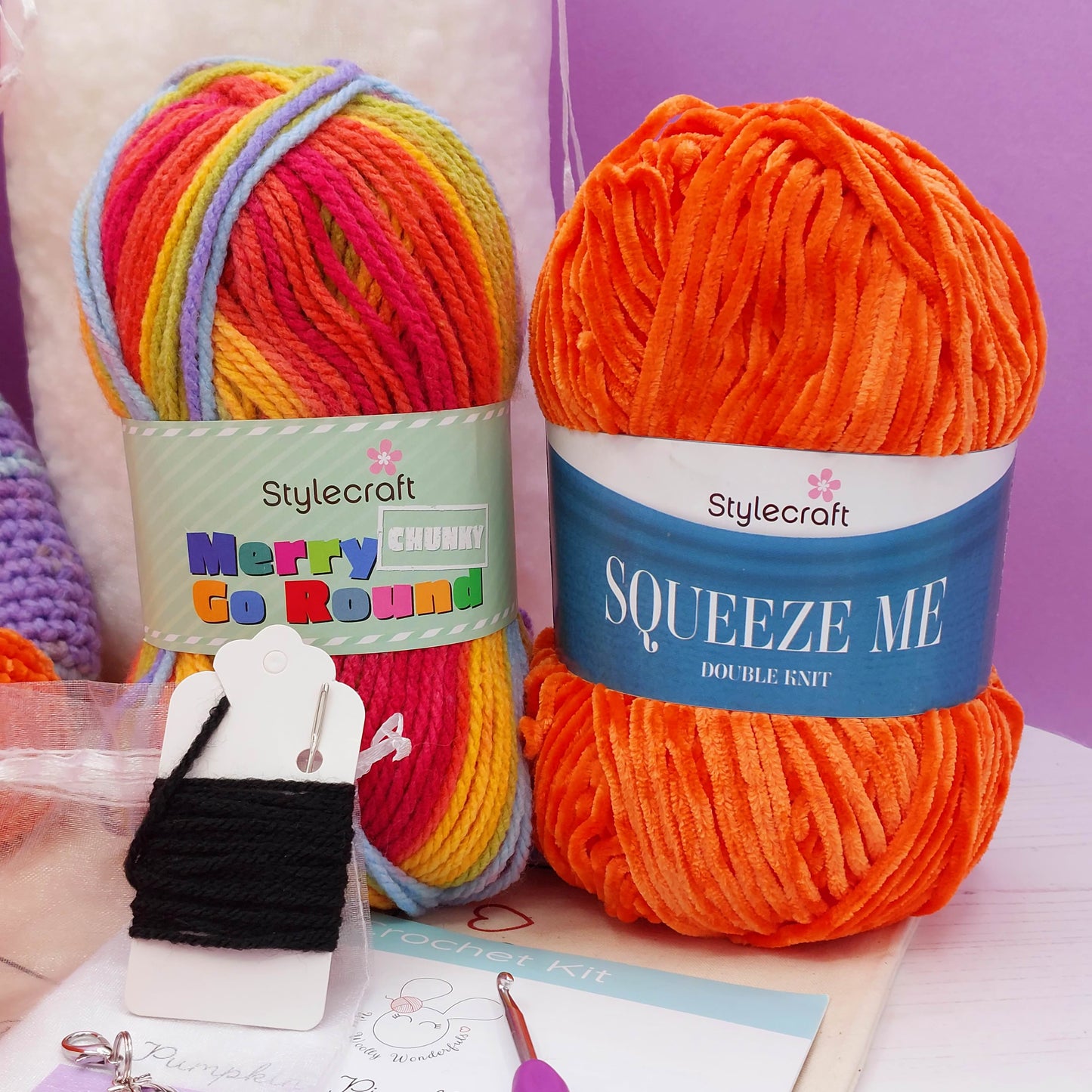 Crochet Kit - Pumpkin Pie the Bear and his Pumpkins