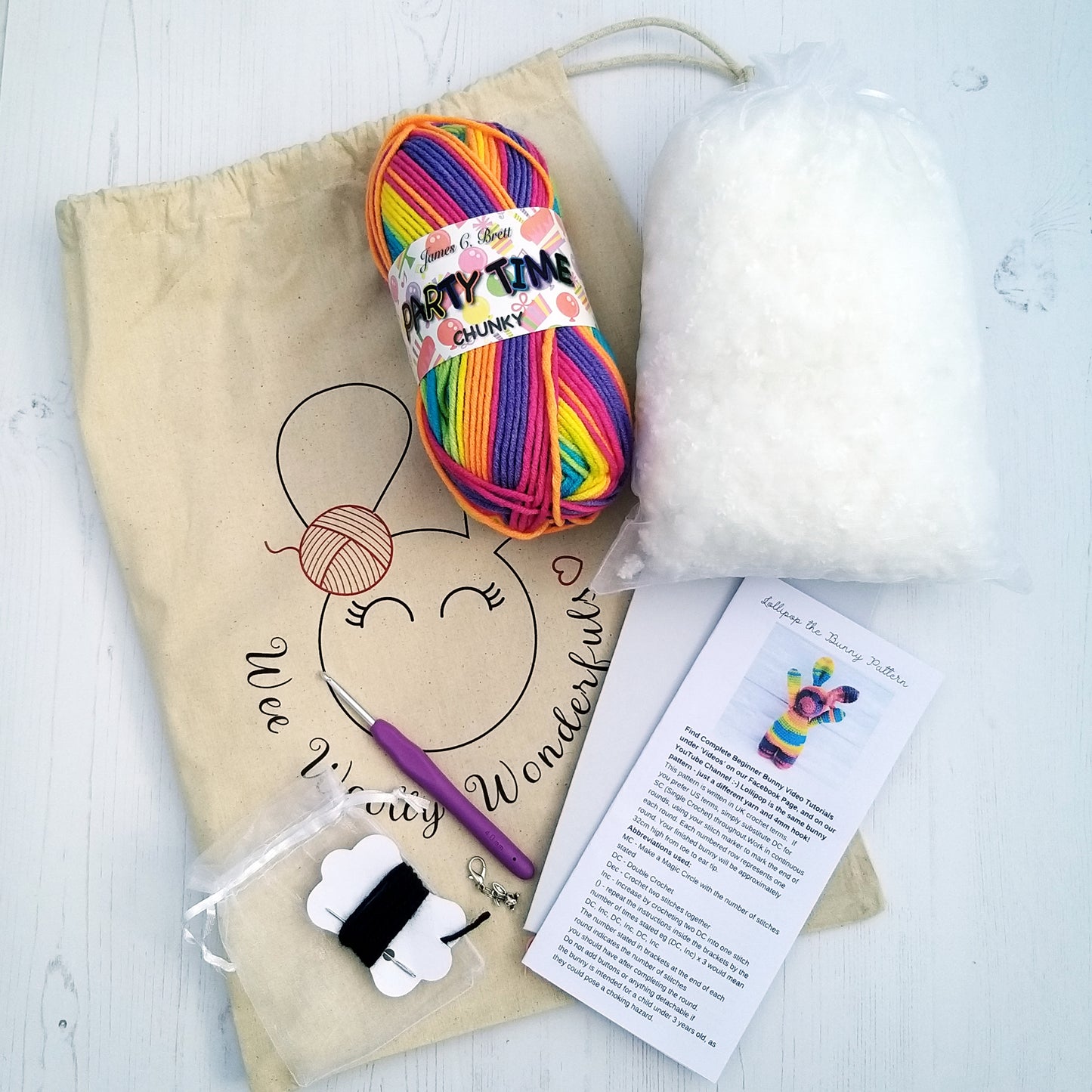 Lollipop the Rainbow Bunny Rabbit Luxury Crochet Kit