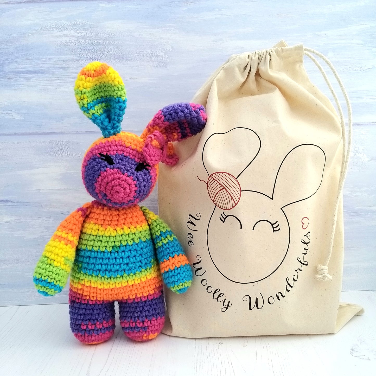 Lollipop the Rainbow Bunny Rabbit Luxury Crochet Kit