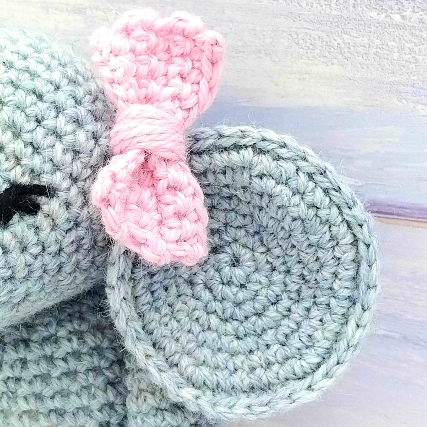 Close up of stitching on Ella's ears
