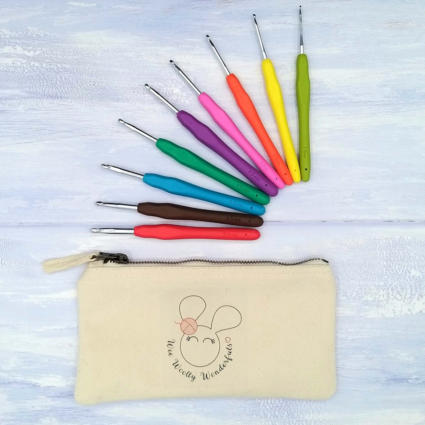 Rainbow Crochet Hooks with Zip Case