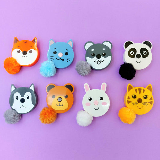 Adorable Animal Tape Measure with fluffy pompom tail