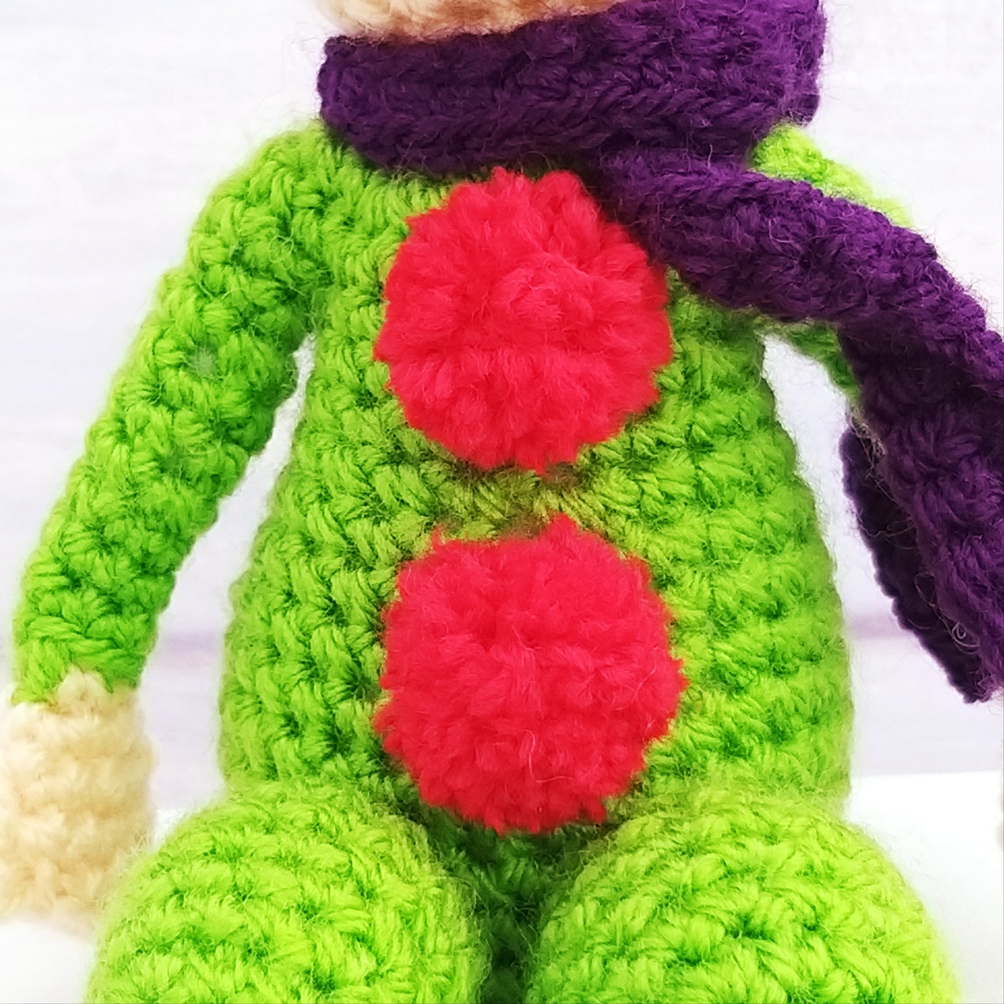 Close up of Elves Crochet Buttons