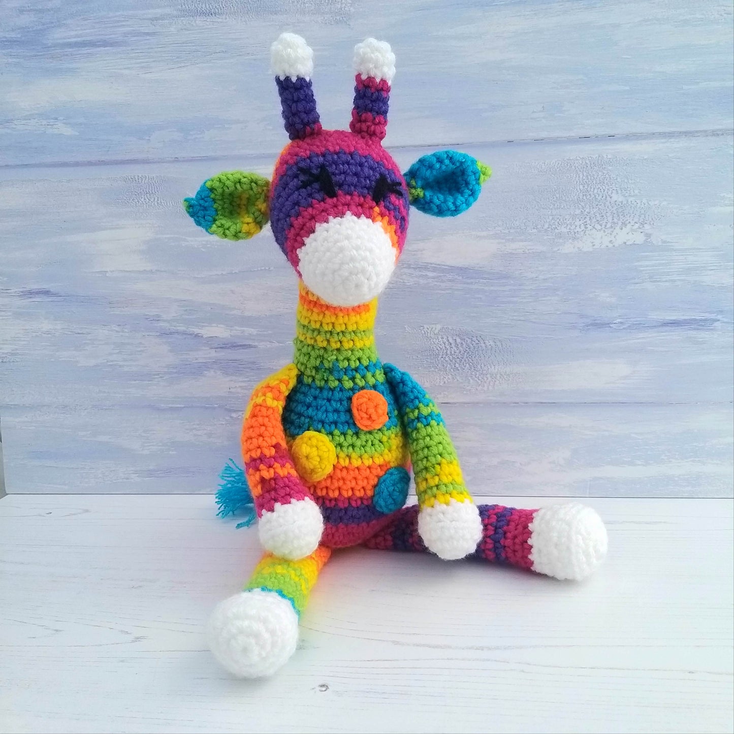 Rainbow Toy Crochet Giraffe