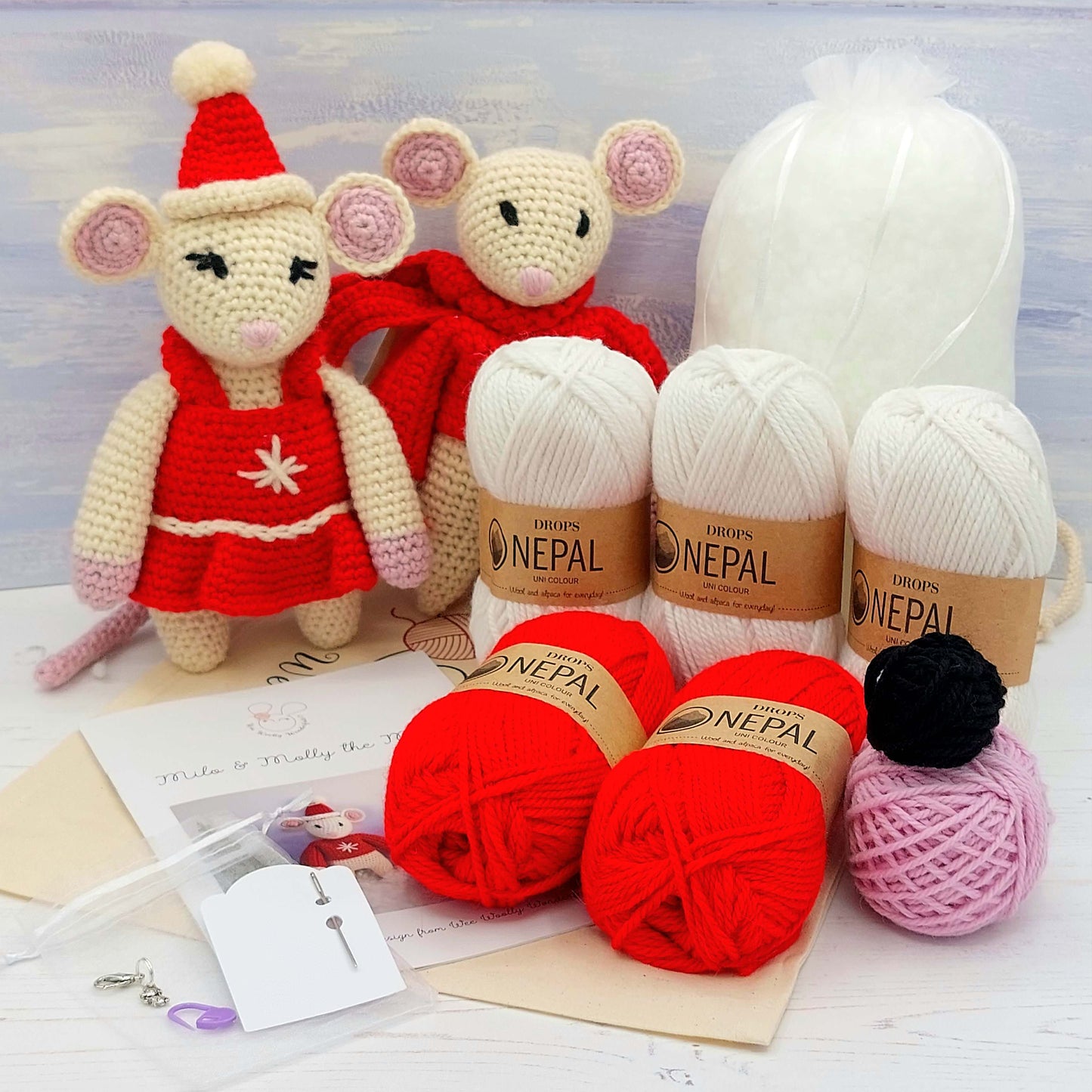 Christmas Mice Kit - Milo & Molly in Festive Outfits