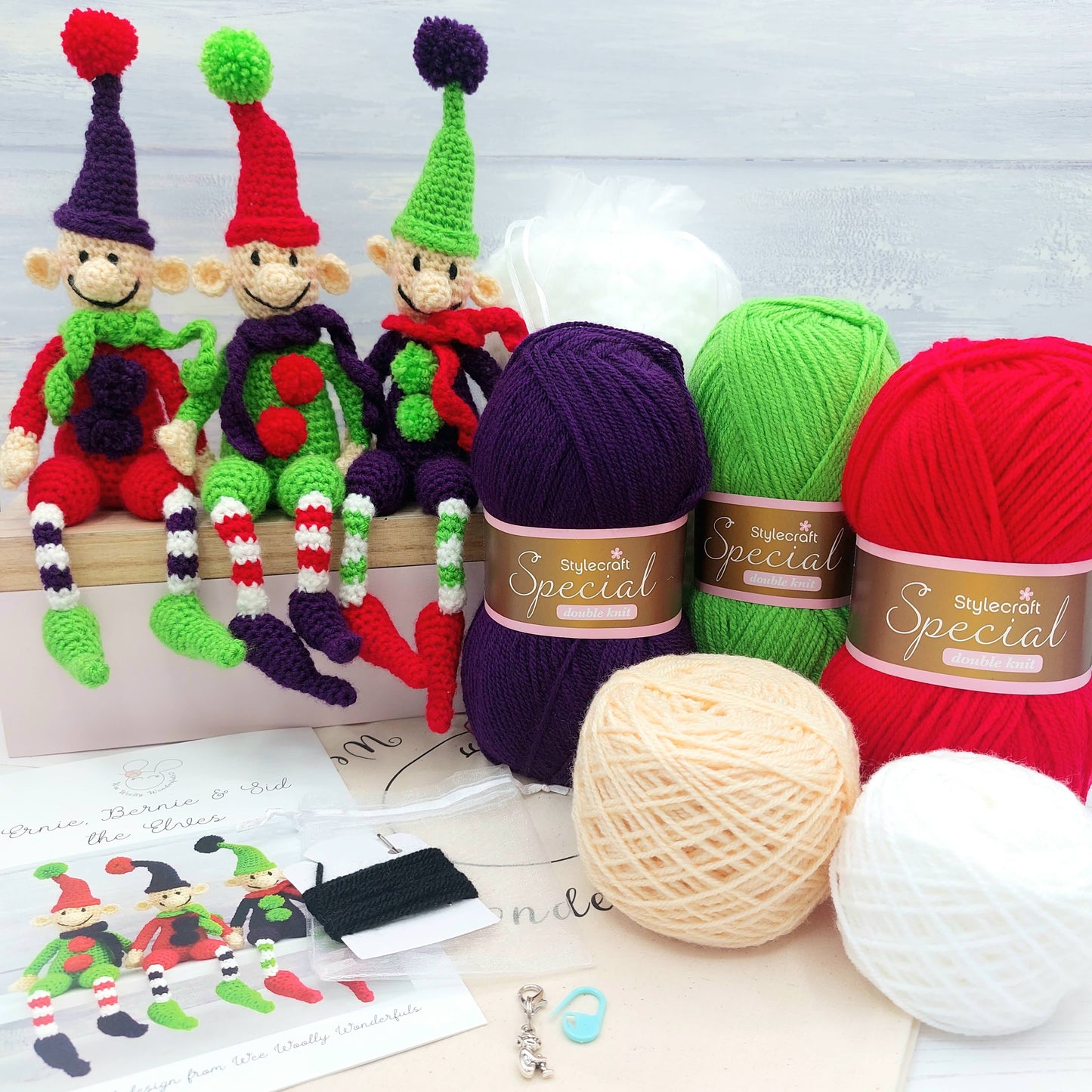 Christmas Elves Crochet Kit - Ernie, Bernie & Sid