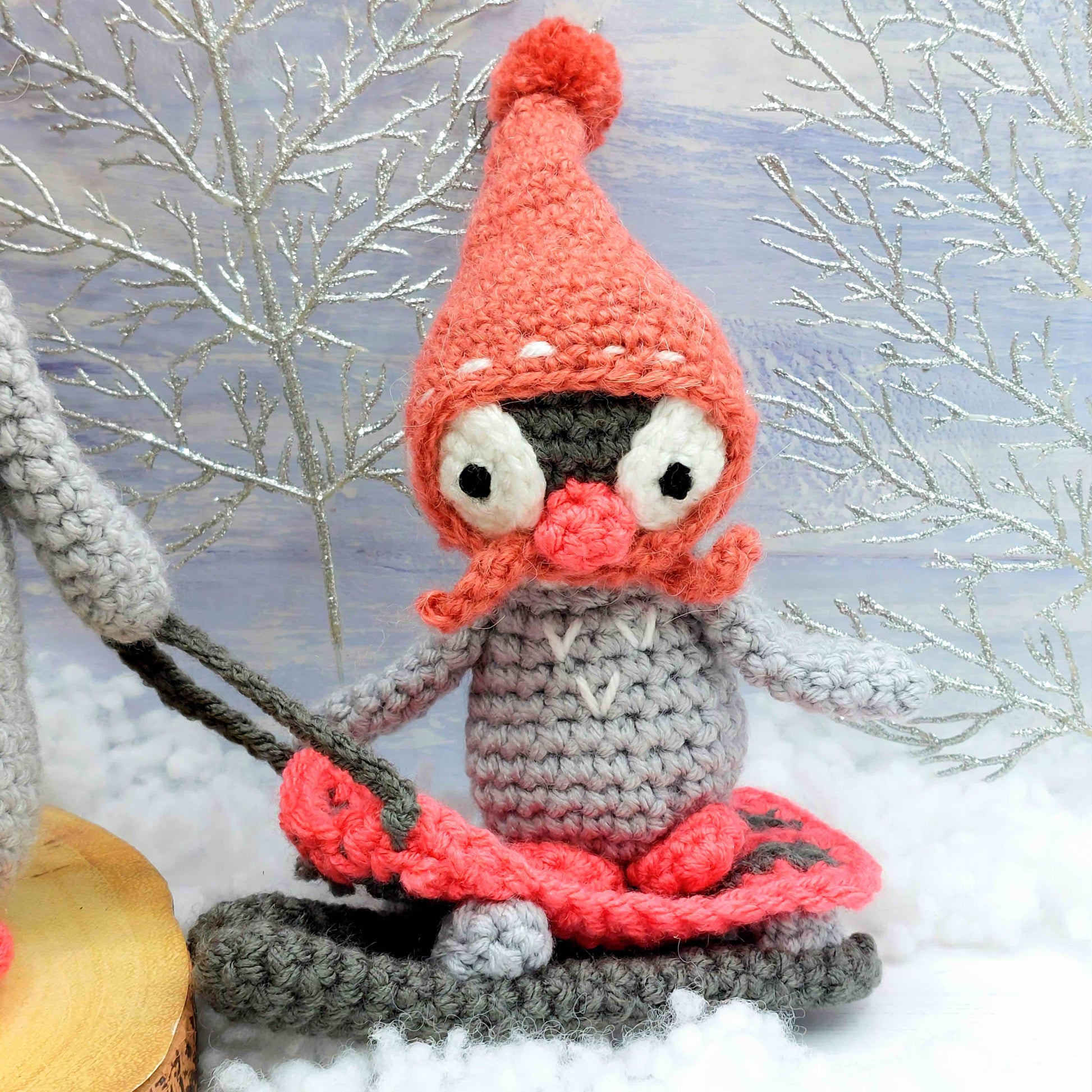 Crochet Baby Penguin with red woolly hat