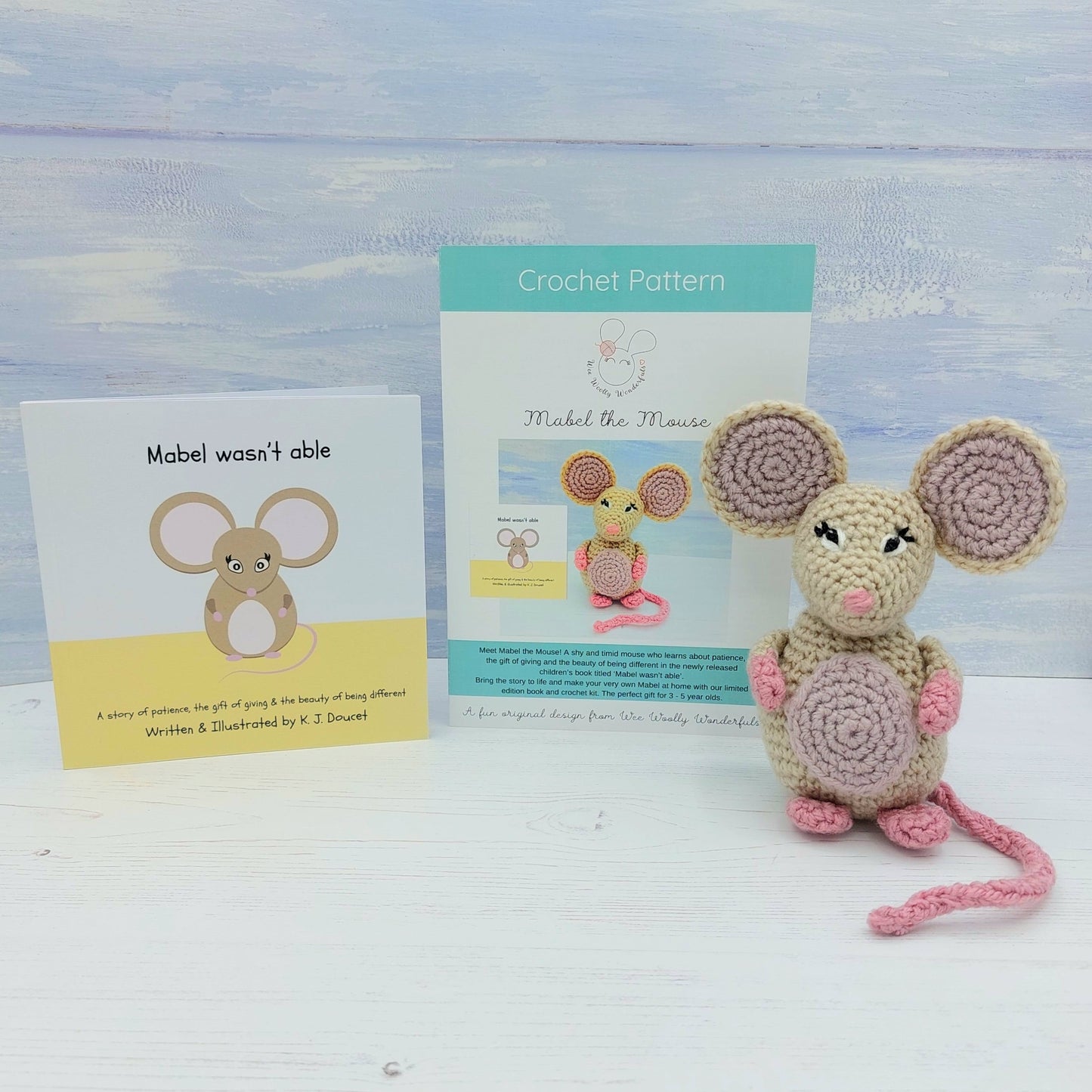 Mabel the Mouse Book and Crochet Kit Bundles