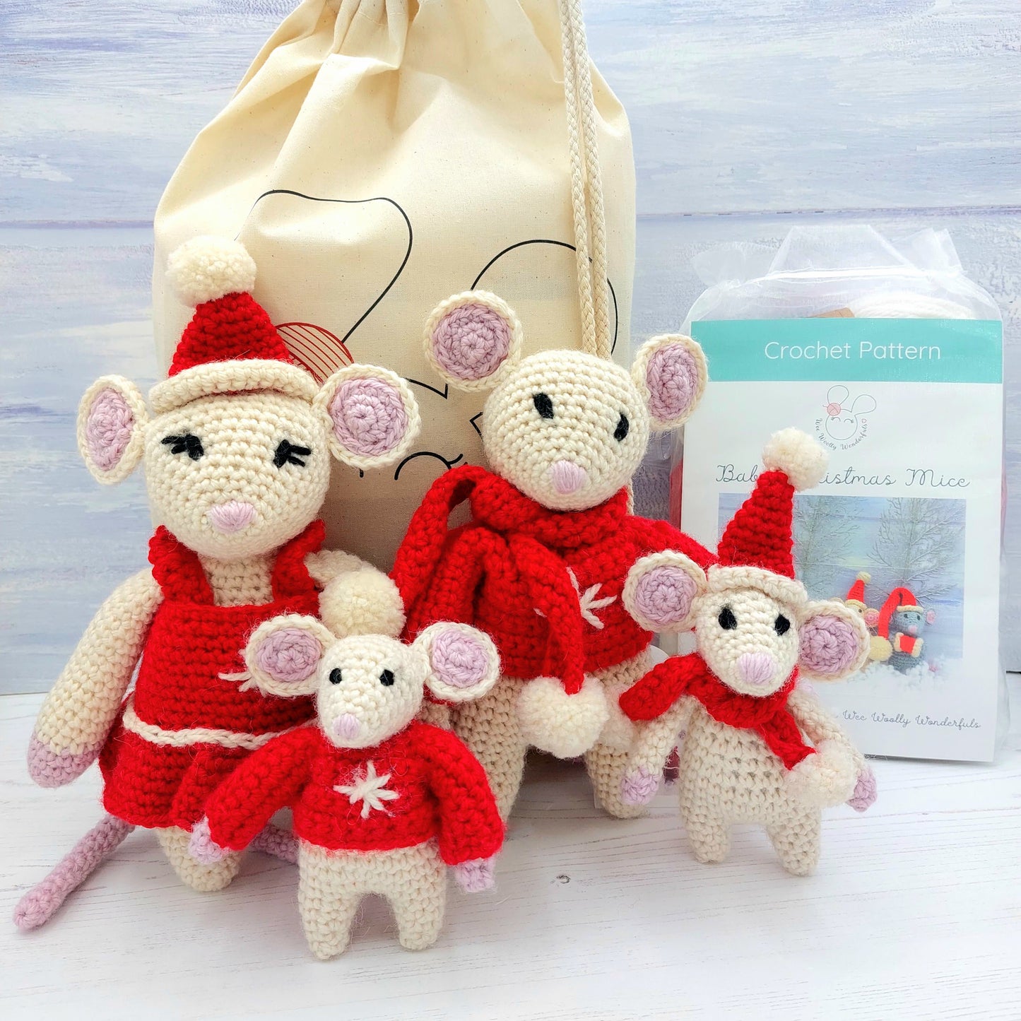 Christmas Mice Kit - Milo & Molly in Festive Outfits
