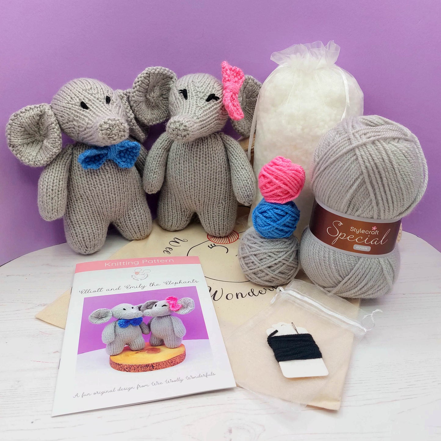 Elliott & Emily the Elephants Knitting Kit