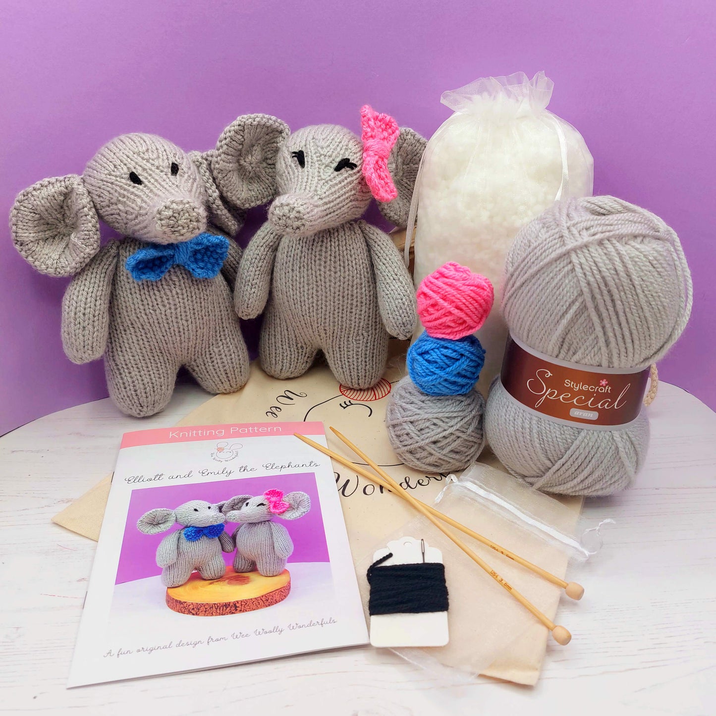 Elliott & Emily the Elephants Knitting Kit