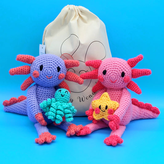 Bubbles and Barnacle the Axolotls Crochet Kit