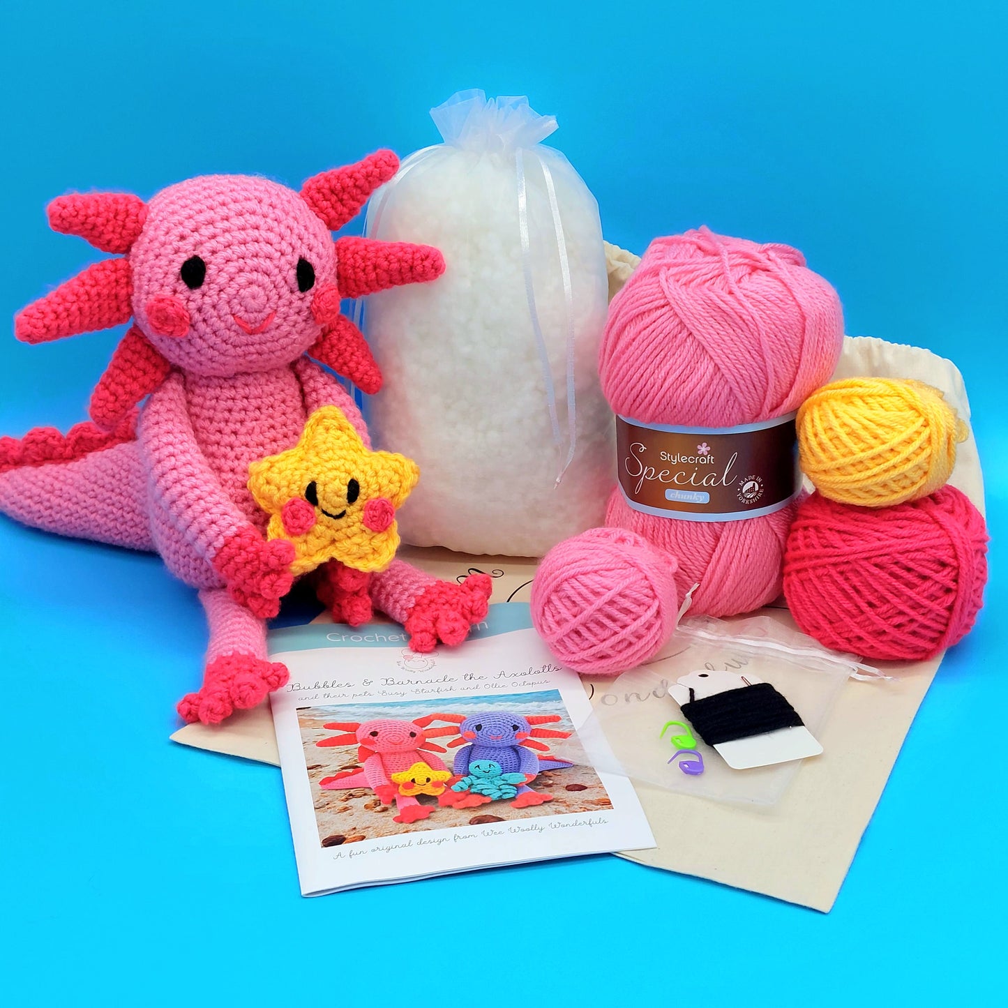 Bubbles and Barnacle the Axolotls Crochet Kit