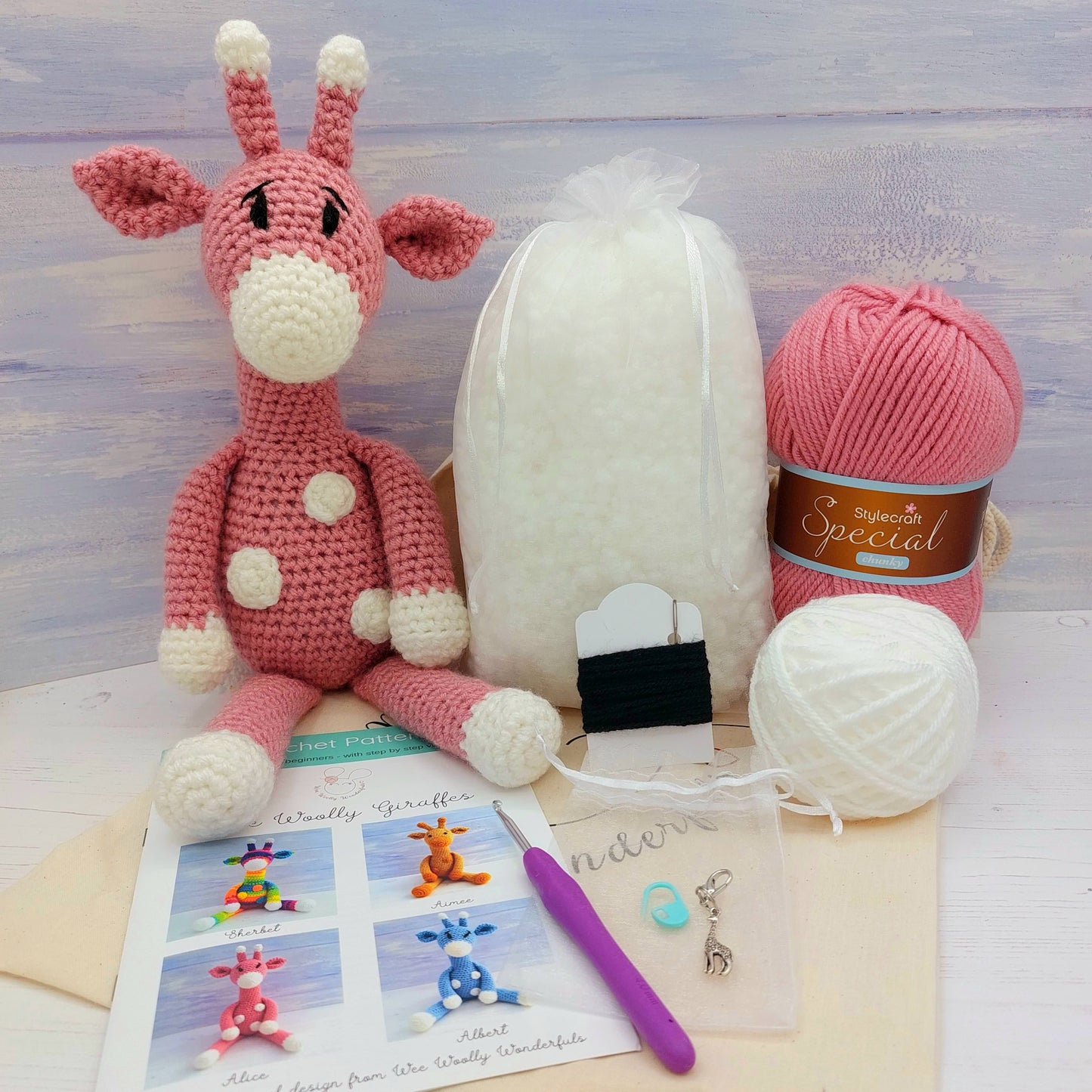 Giraffe Crochet Kit - Complete Beginner Kit with Video Tutorials