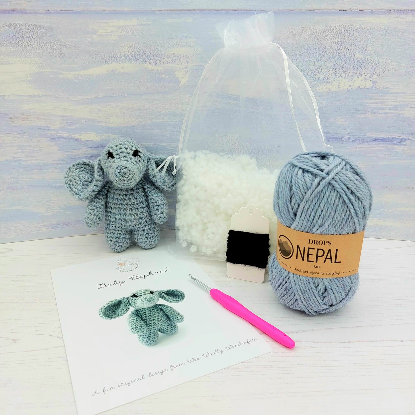 Baby Elephant Mini Crochet Kit in Luxury Wool & Alpaca