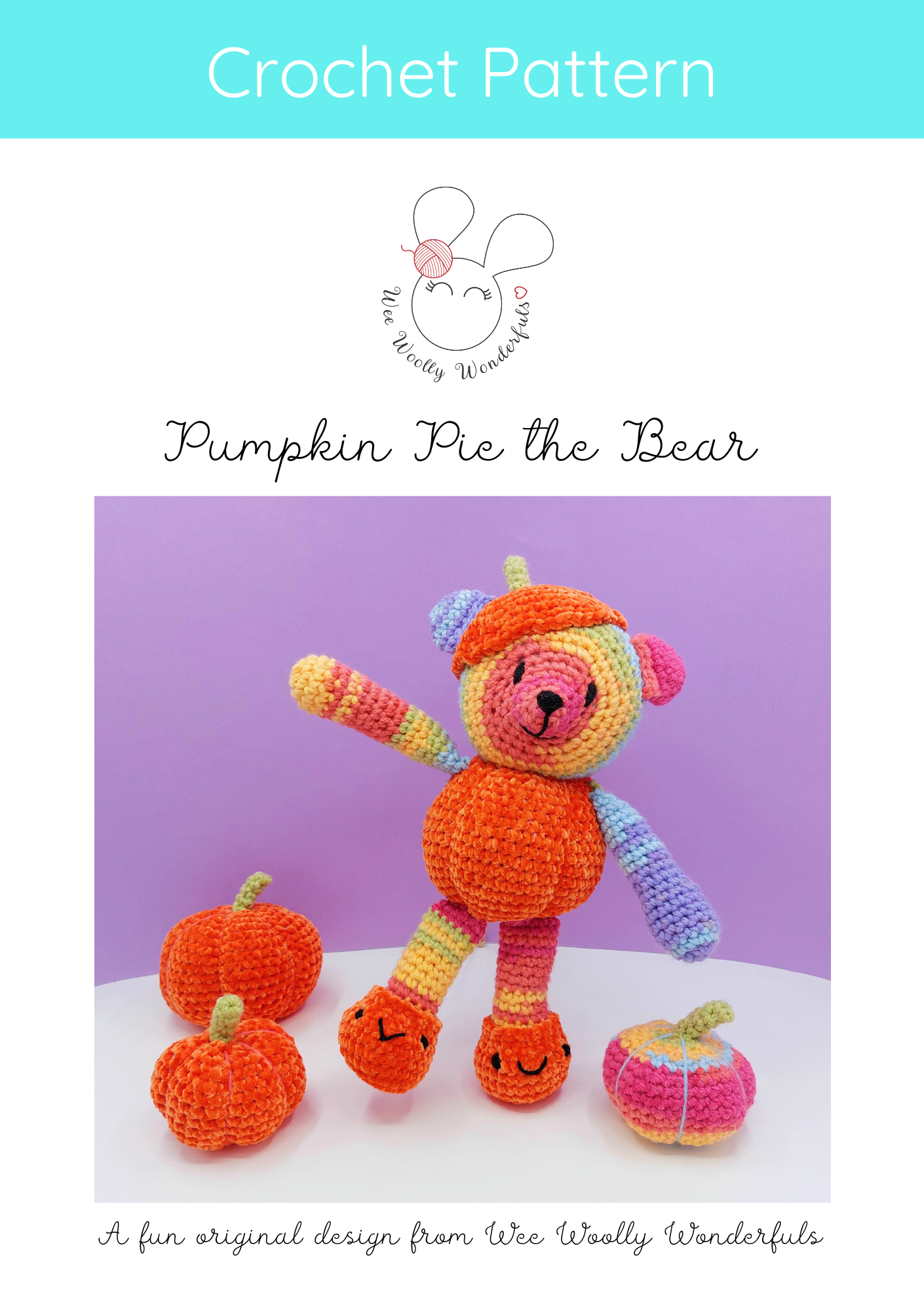 Pumpkin Pie the Bear and his Pumpkins - PDF Pattern