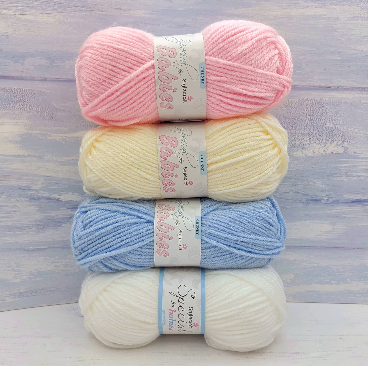 Baby Blanket Knitting Kit - 4 Pattern Designs | Blue, Pink, White or Cream