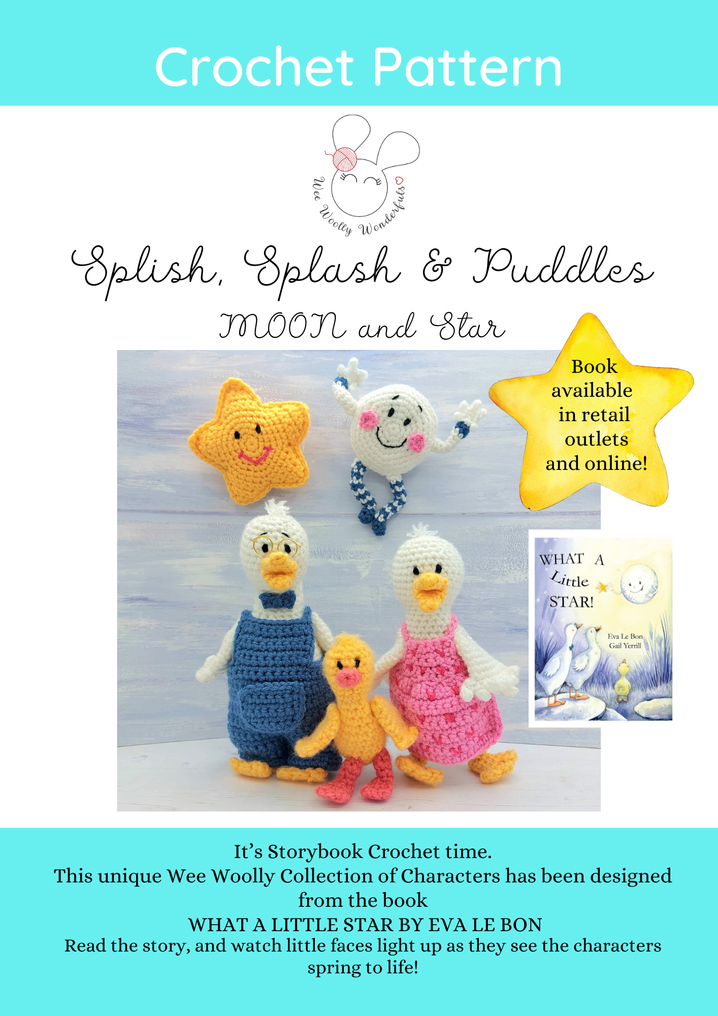 Splish, Splash, Puddles, Moon & Star PDF Pattern