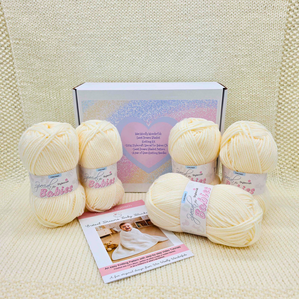 Baby Blanket Knitting Kit - Sweet Dreams Blanket in soft Stylecraft Special for Babies - With step-by-step Video Tutorials (Copy)