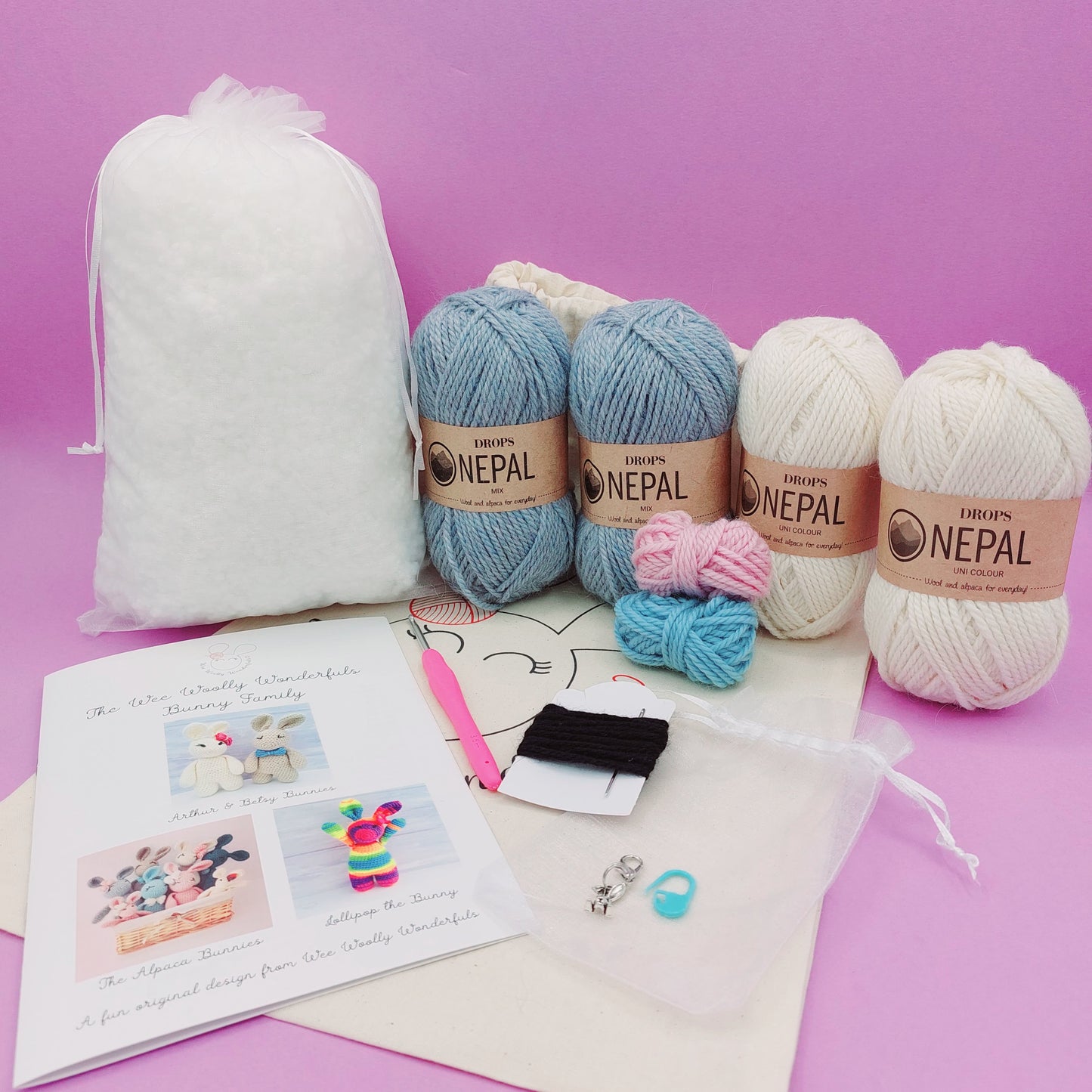 Contents of Rabbit Crochet Kits