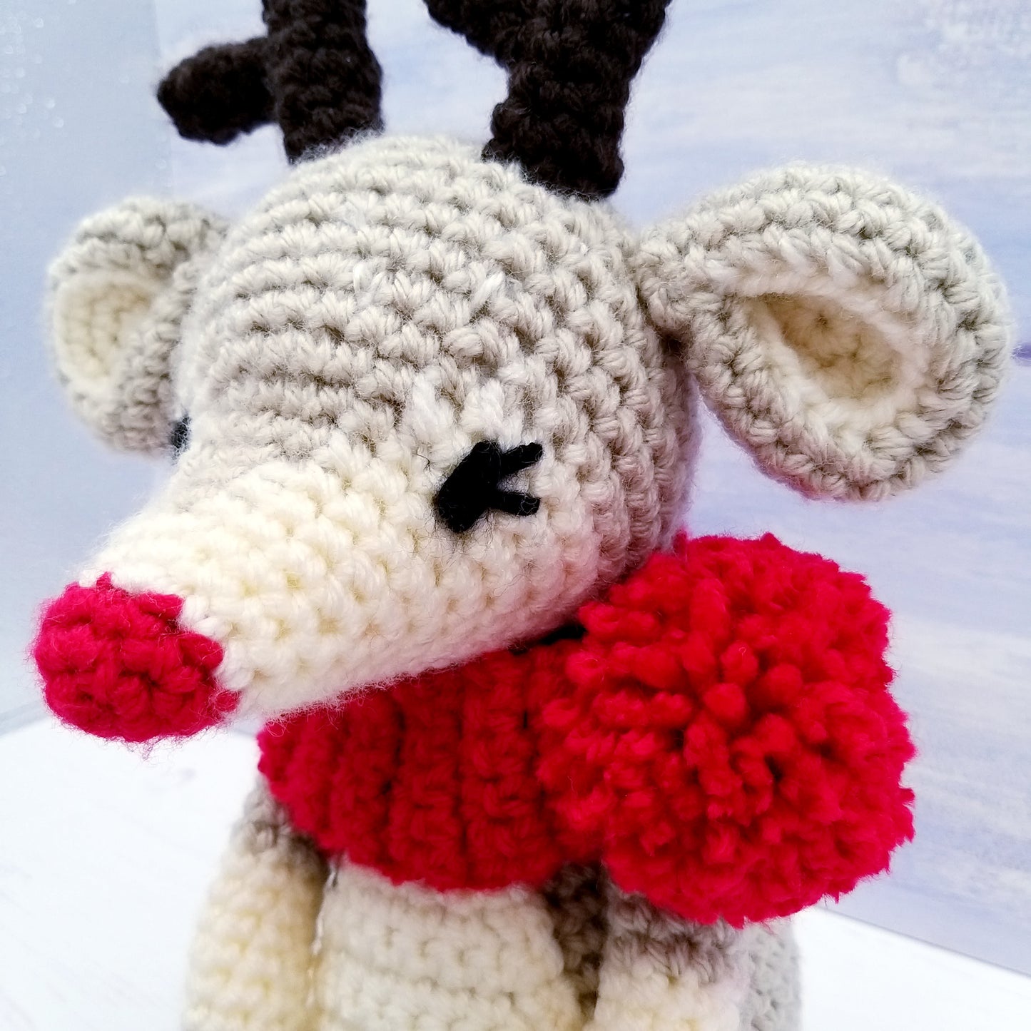 Close up detail - Crochet Reindeer Face