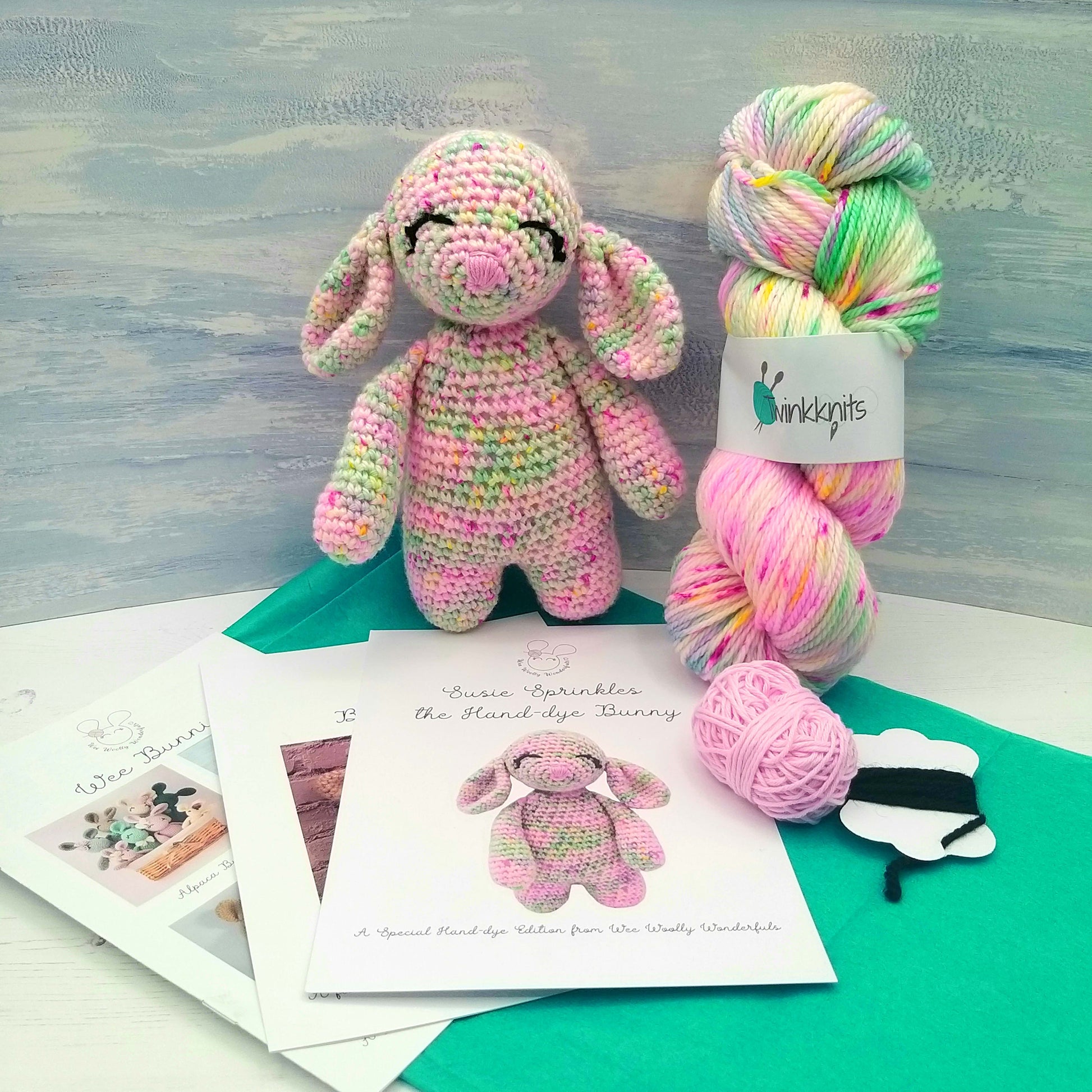 Rabbit Crochet Toy with Hand-dye Wool and Kit