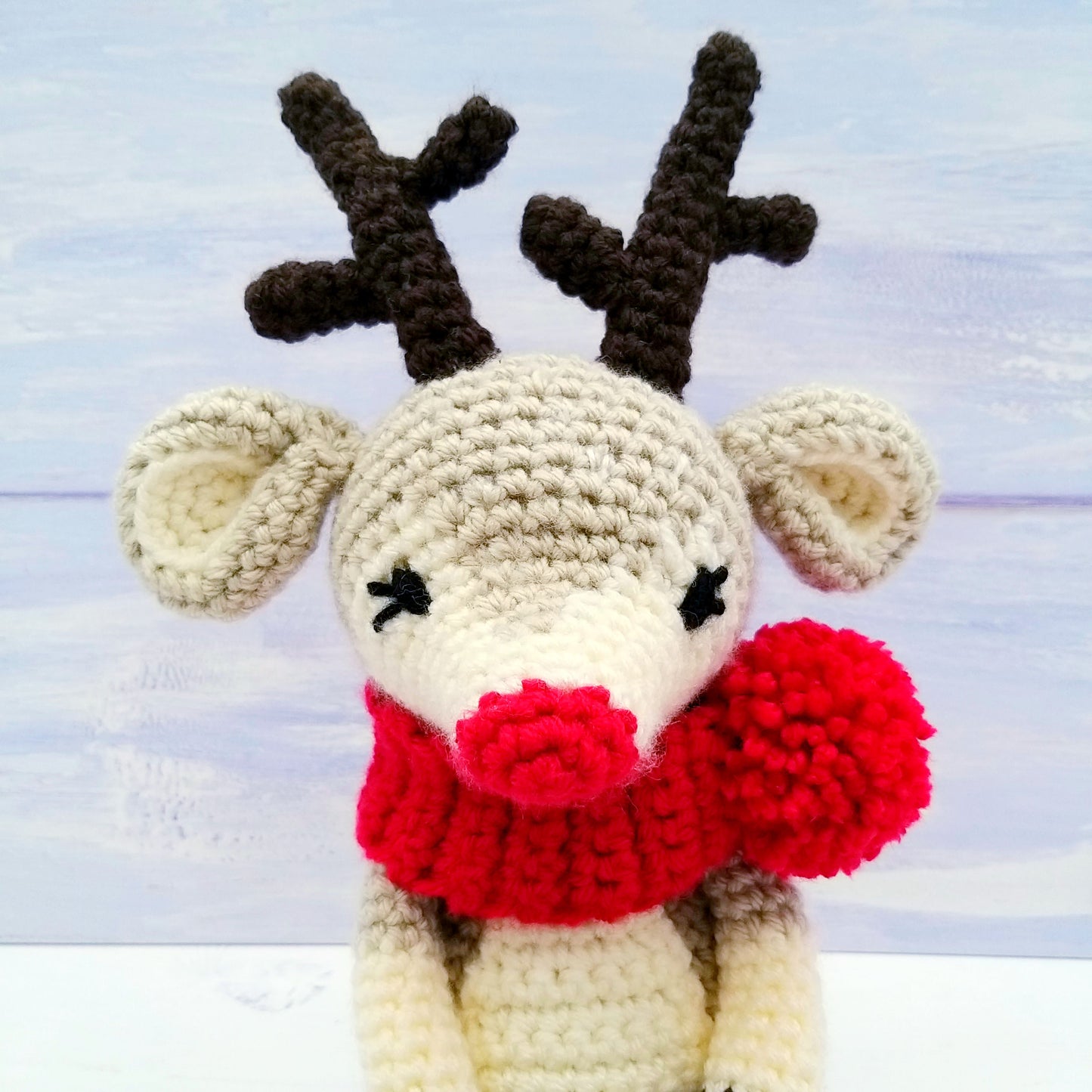 Crochet Reindeer - Face detail