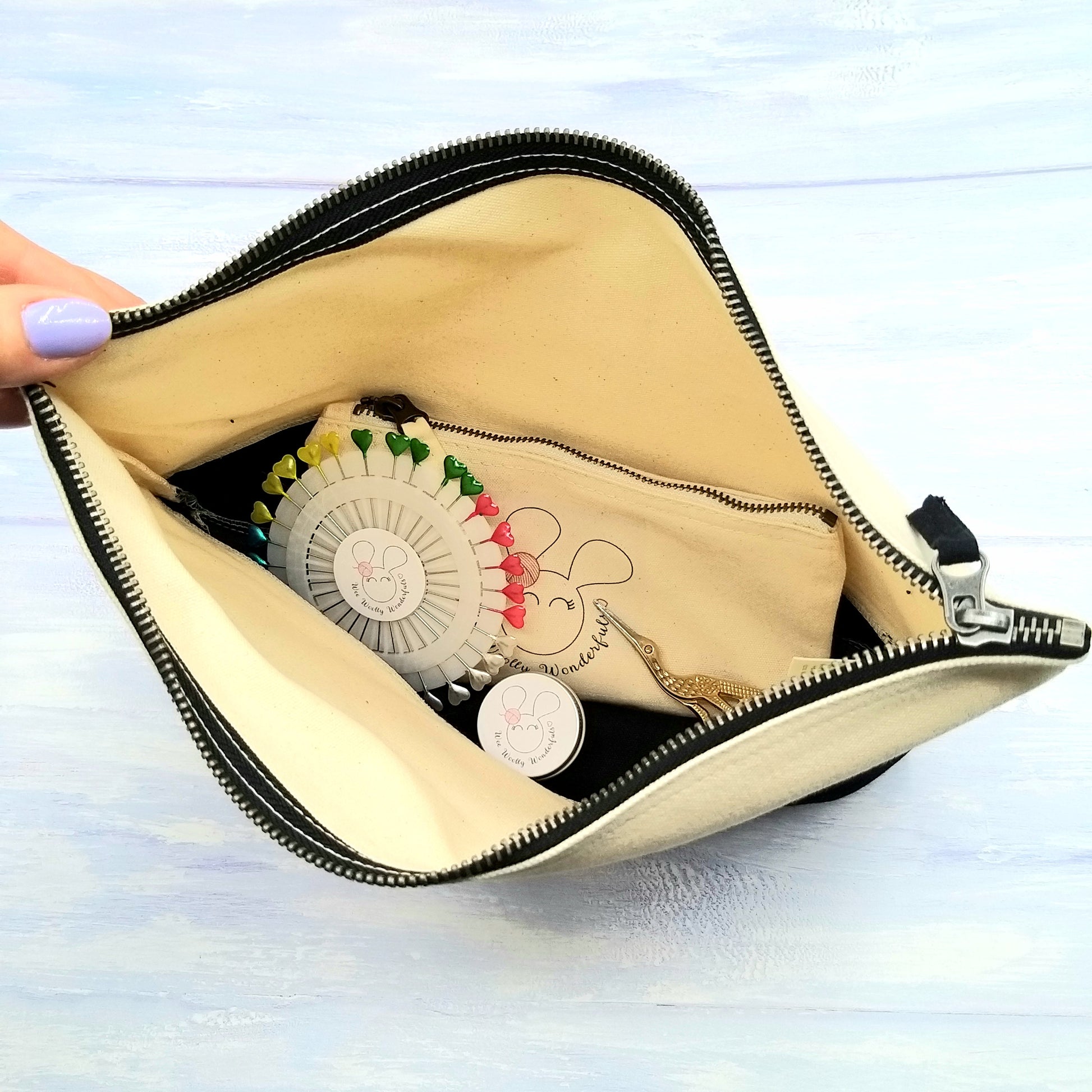 Crochet Accessories Set - view inside zip bag