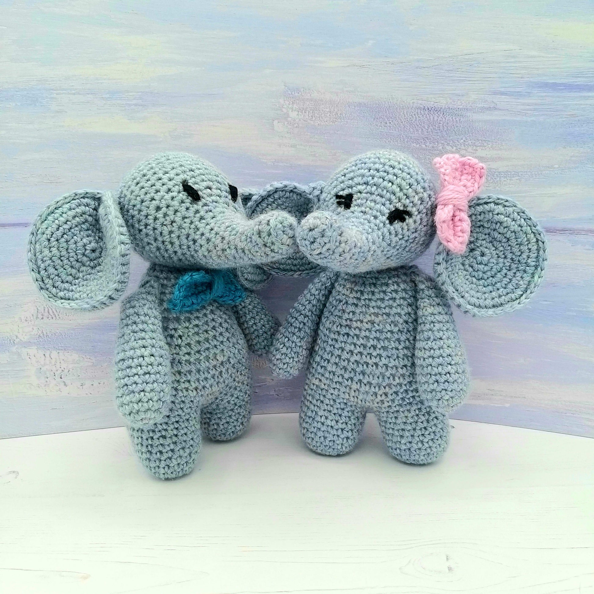 Finished toy crochet elephants