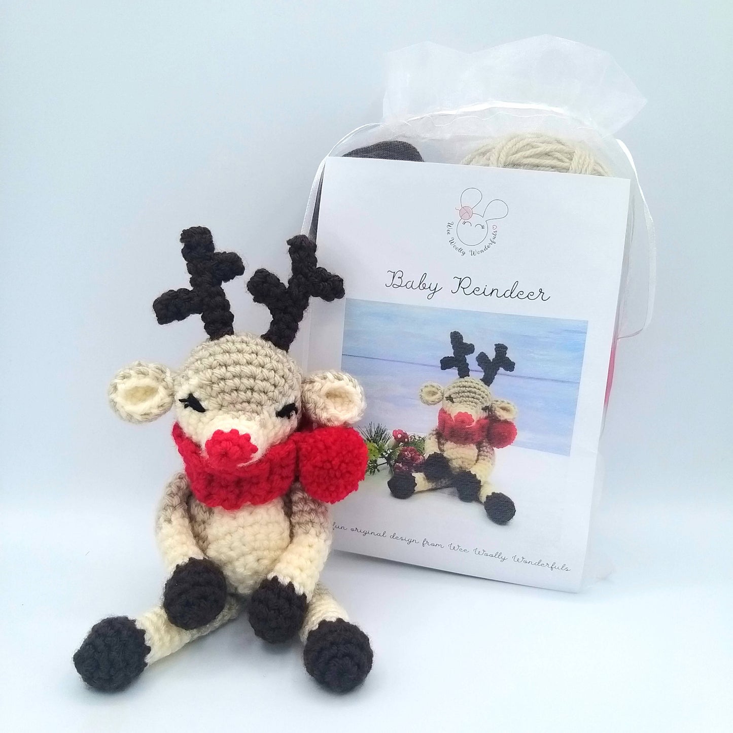 Crochet Reindeer Kit with finished toy
