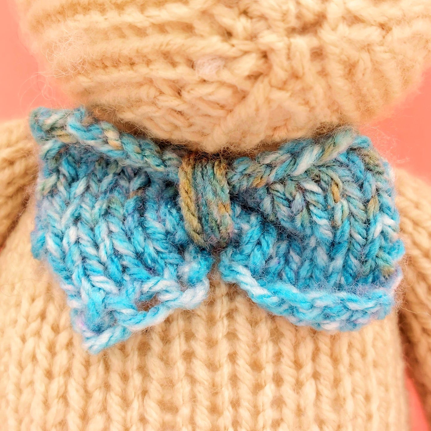 Close up of knitted bow tie - Arthur Bunny