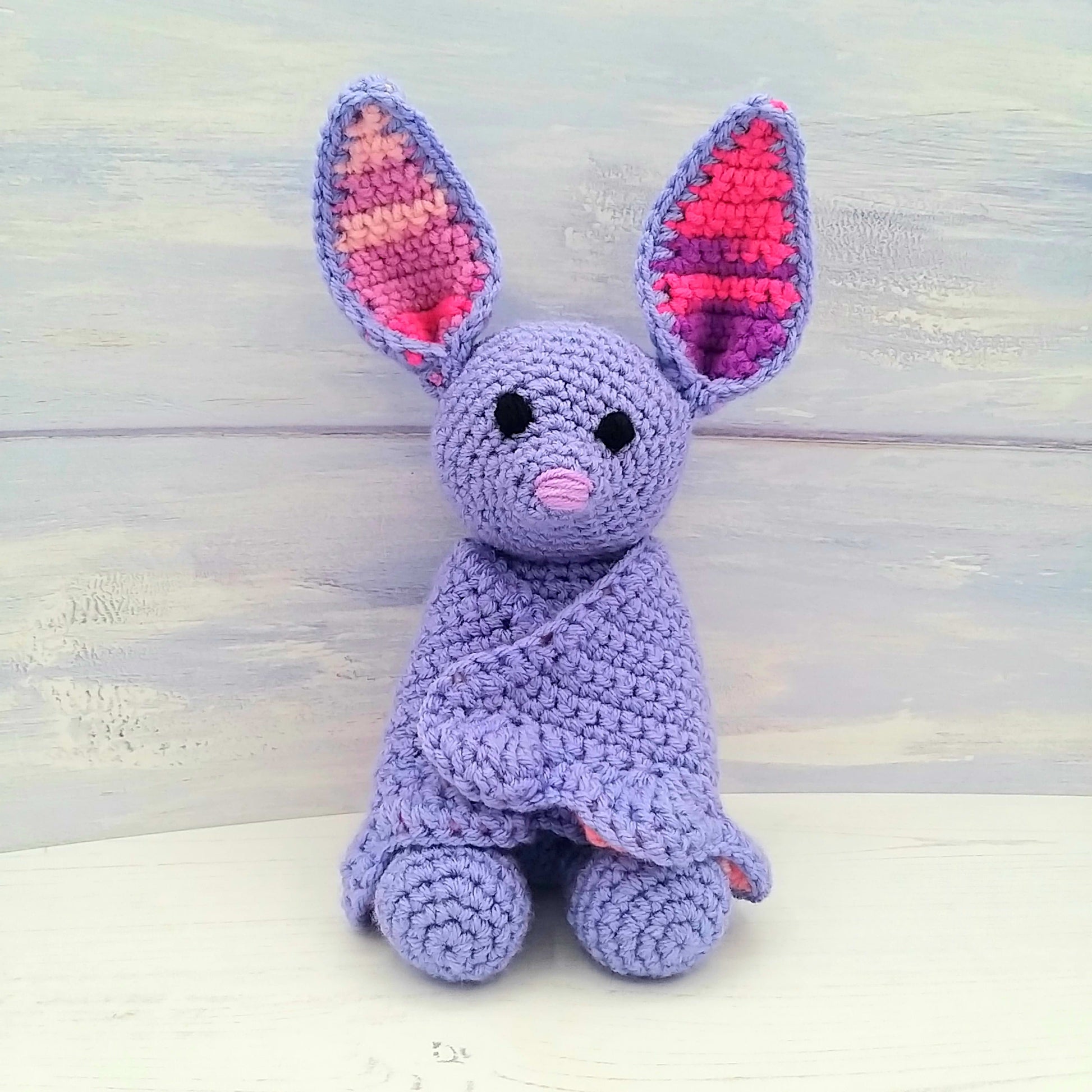 Crochet Bat with wings wrapped around body