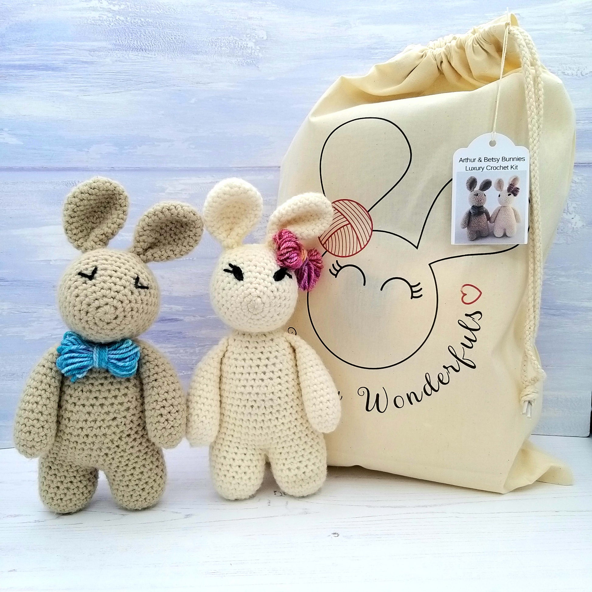 Toy Rabbit Crochet Kit for Beginners - Arthur & Bestsy Bunnies