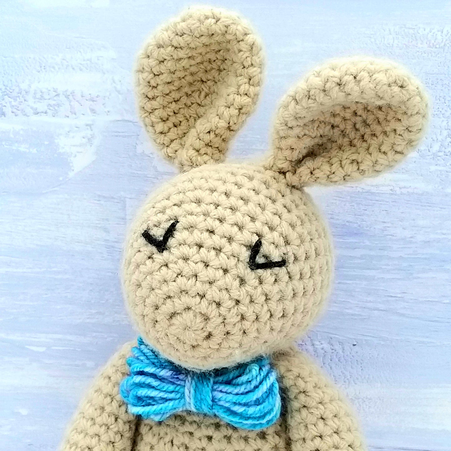 Close up of stitching on bunny