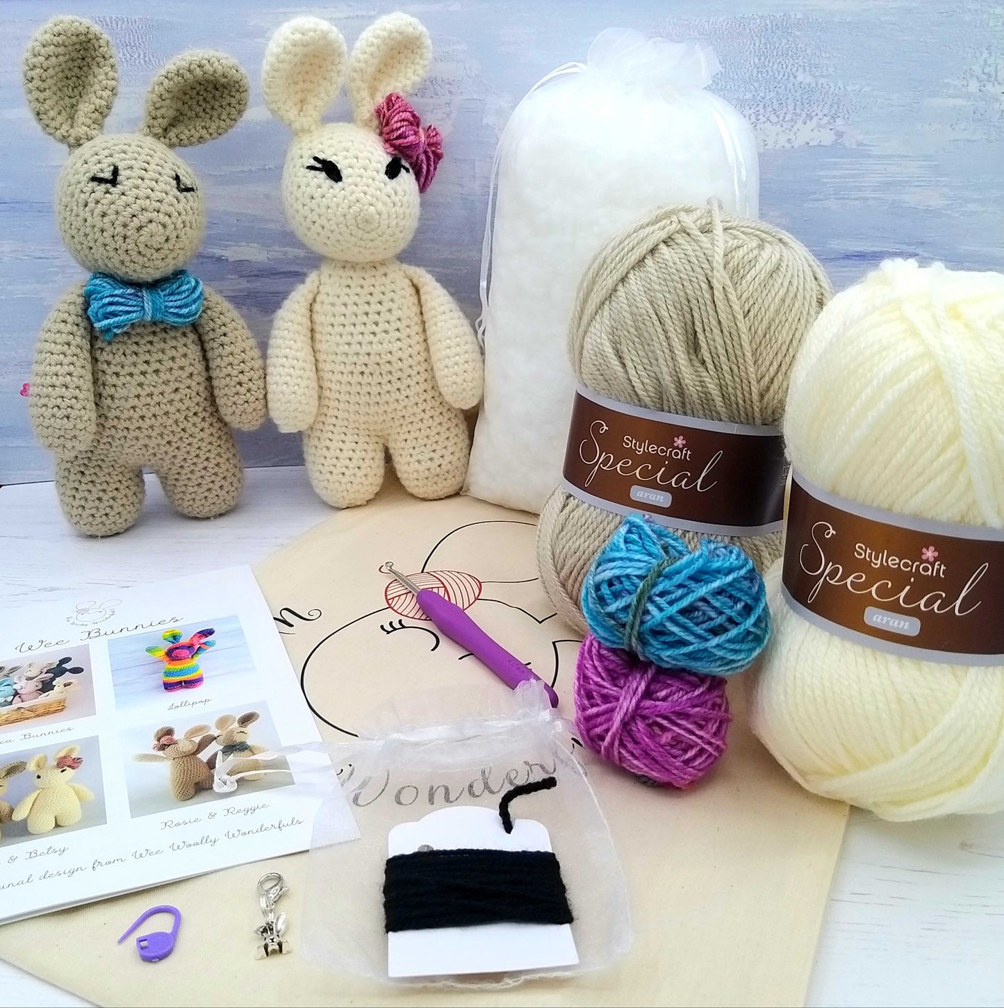 Content of Beginner Crochet Kit for Animaguri Rabbits