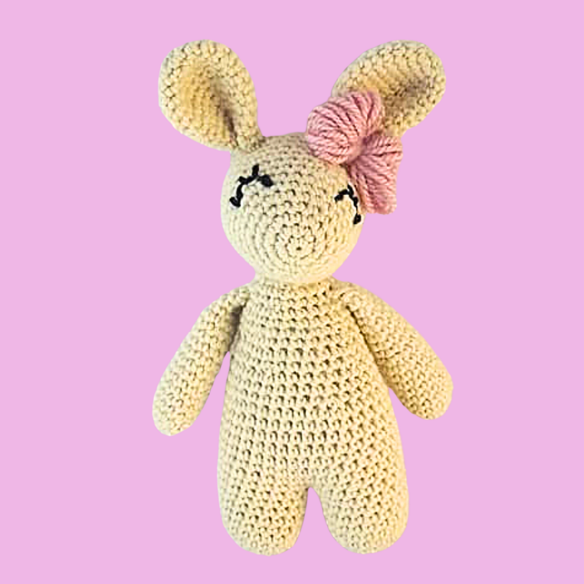 Cream Rabbit with Pink Bow