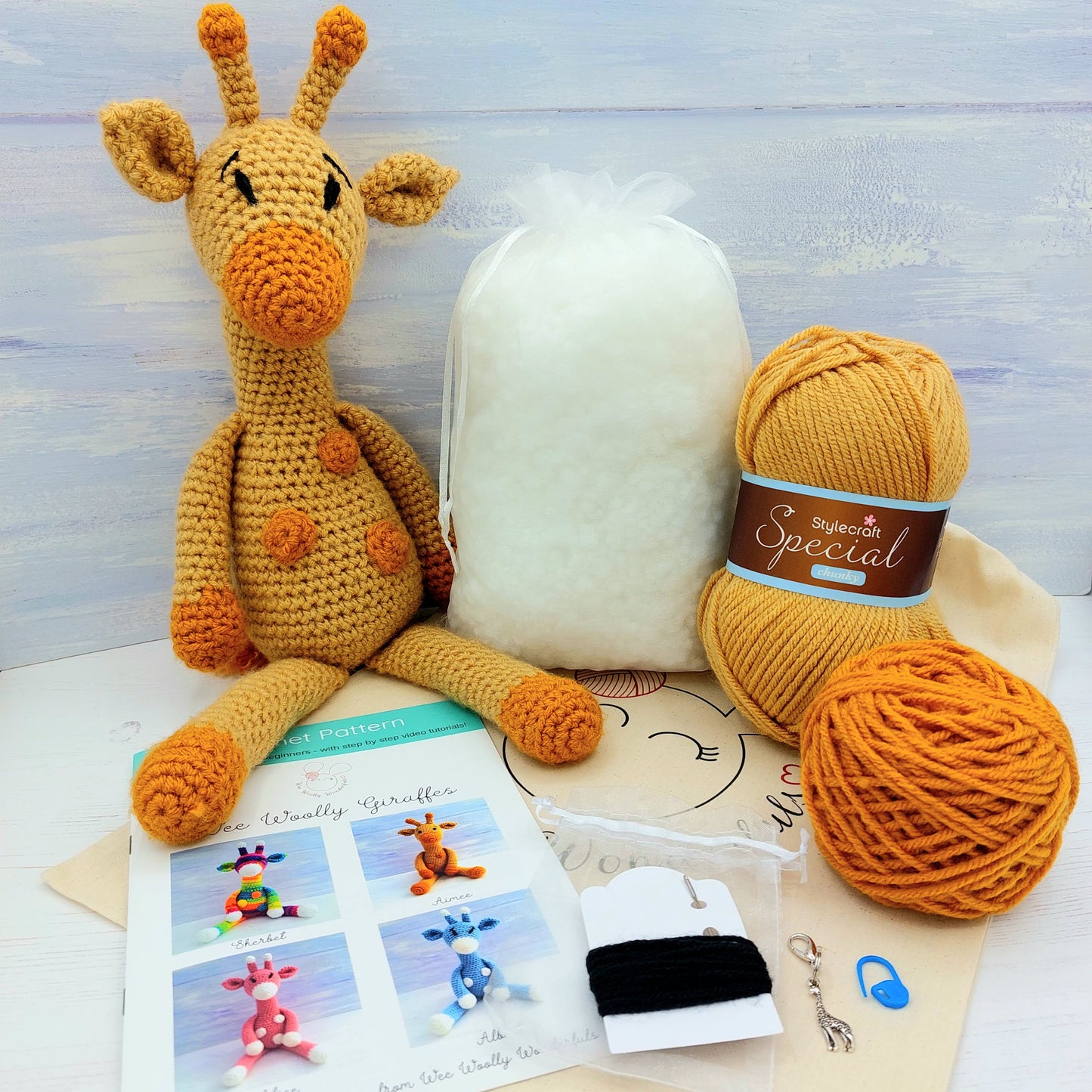 Aimee the Giraffe Crochet Kit - Complete Beginner Kit with Video Tutorials